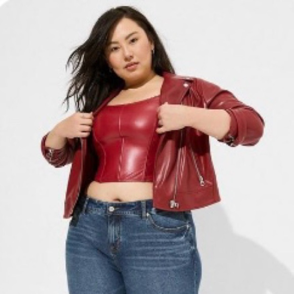 Red Faux Leather Jacket